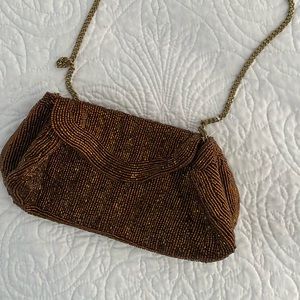 Anthropologie beaded bag in bronze